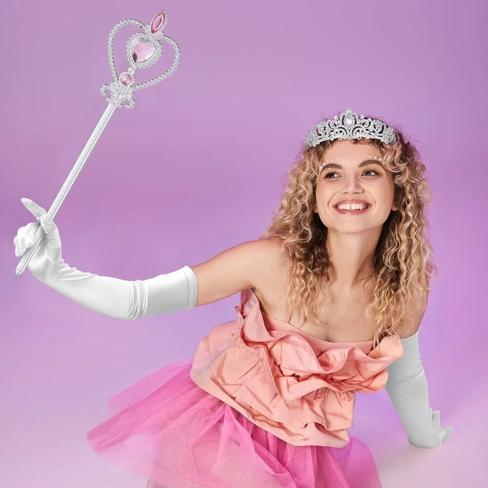 Costume Accessories Set for Women Witch Crown Gloves Wand Broom Stockings